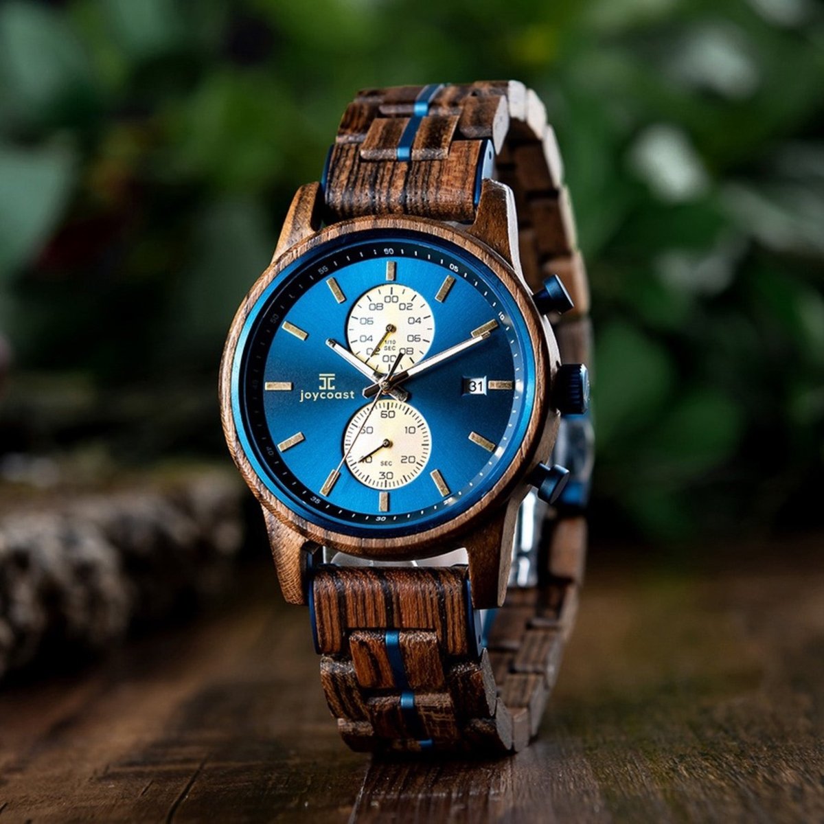 Unique Personalized Aries | Zebrawood Chronograph Customized Wooden Watch Gifts for Men by Groovy Guy