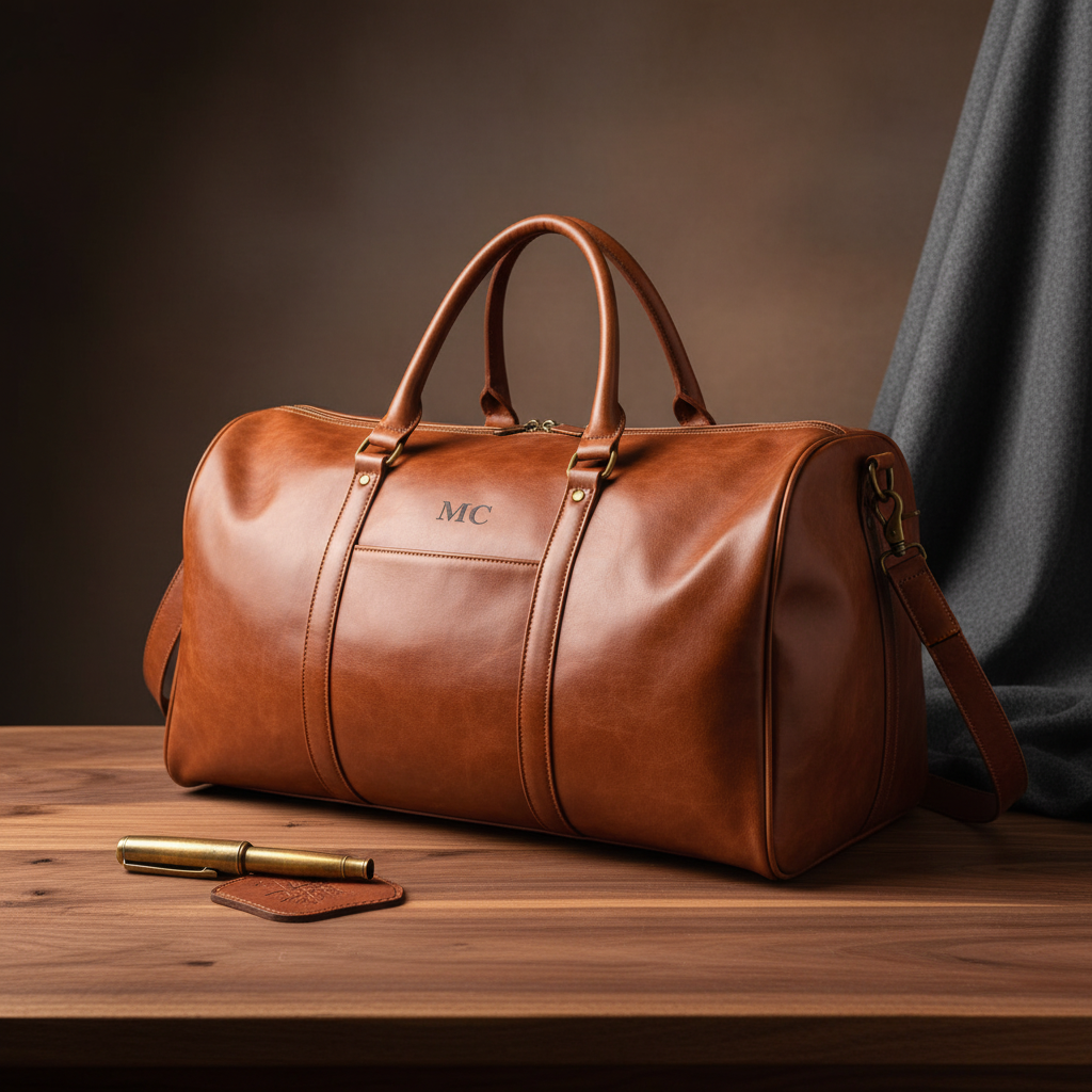 Personalized Vegan Leather Duffle Bag