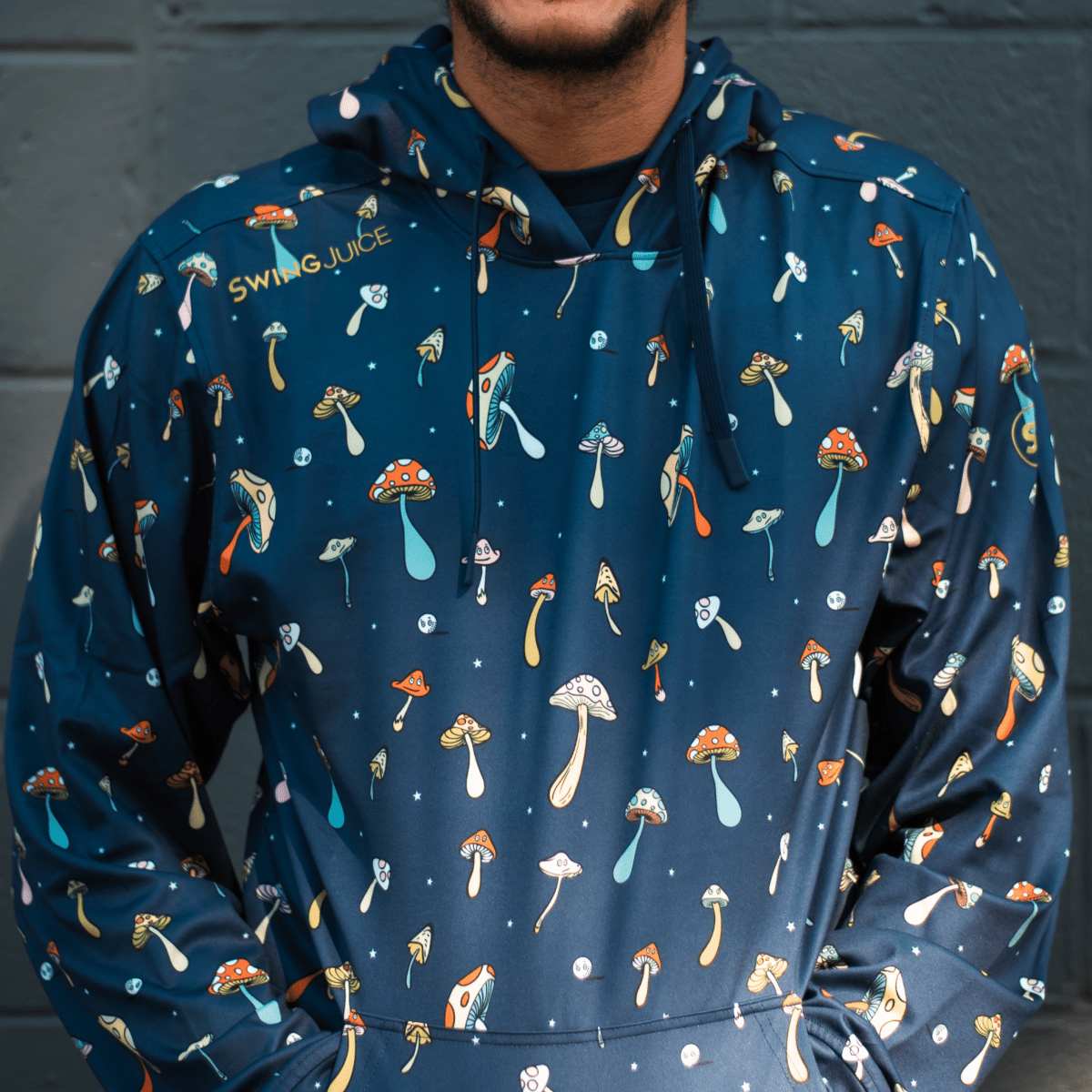 Unique Personalized Golf Magic Mushrooms Men's Performance Hoodie Customized Golf Gifts for Men by Groovy Guy