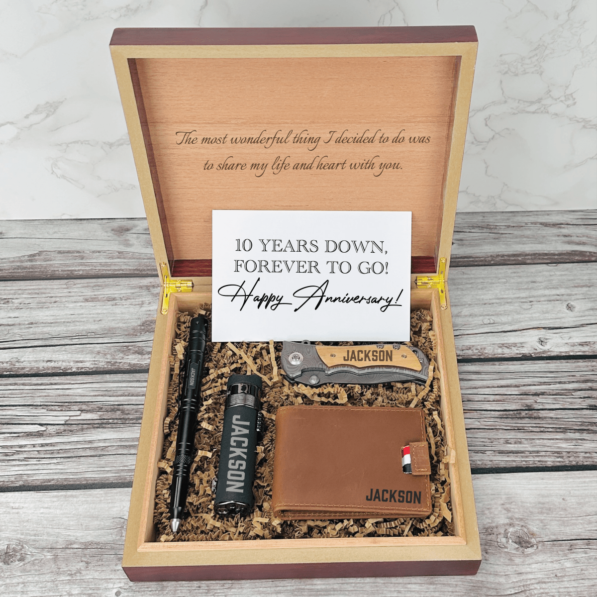 Unique Personalized Eternal Harmony 10 Year Anniversary Gift Set Customized Anniversary Gifts for Men by Groovy Guy