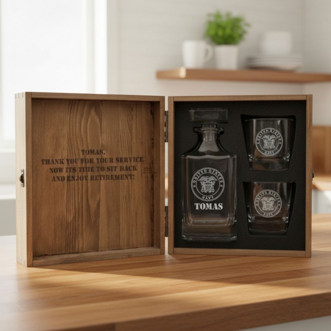 Military Whiskey Decanter Set