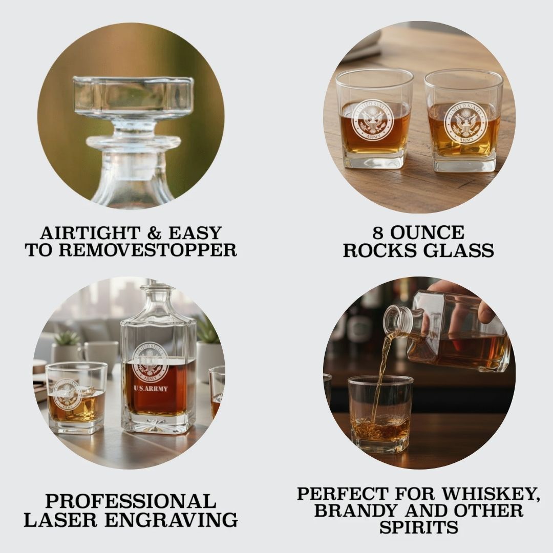 Military Whiskey Decanter Set