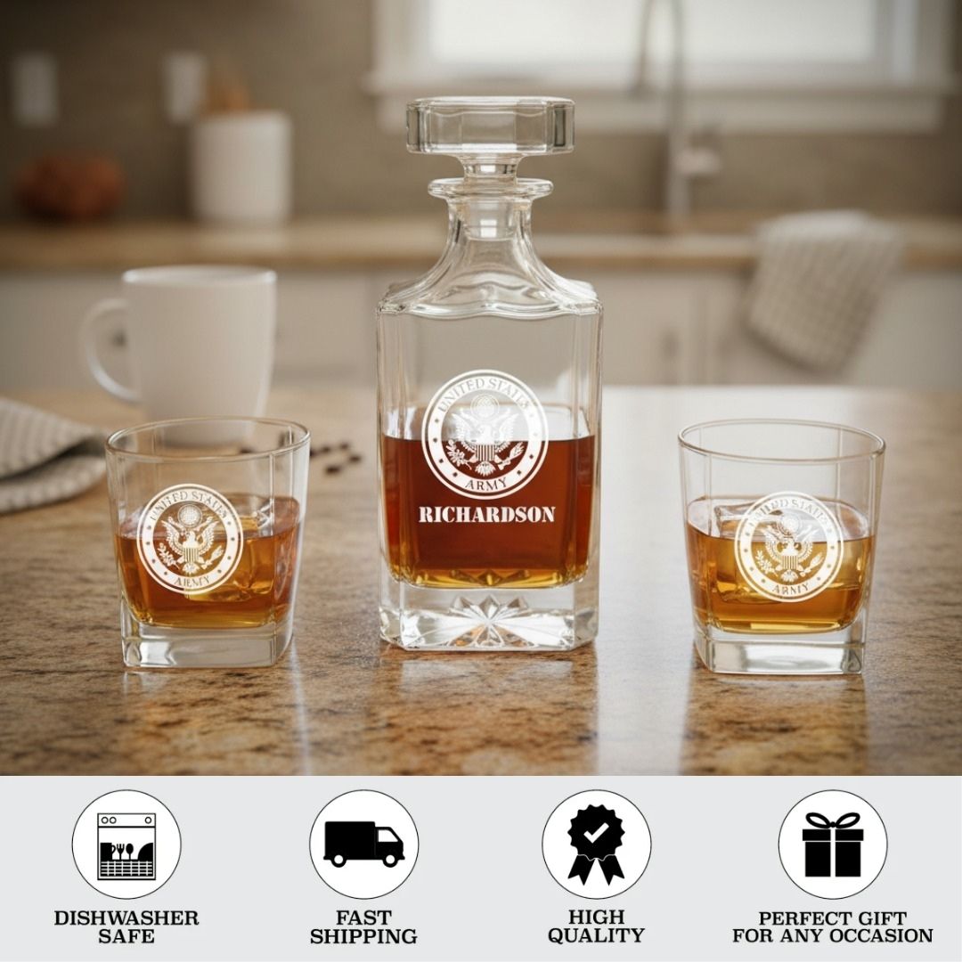 Military Whiskey Decanter Set