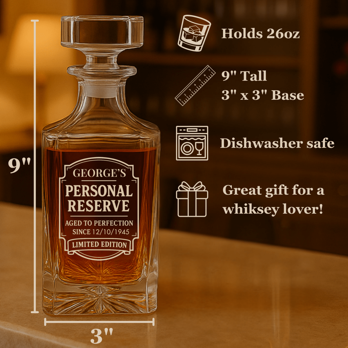 Unique Personalized 80th Birthday Decanter Customized Decanter Gifts for Men by Groovy Guy