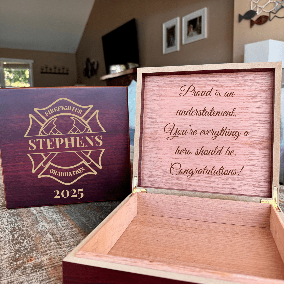 Unique Personalized Firefighter’s Milestone Box Customized Gifts for Men by Groovy Guy