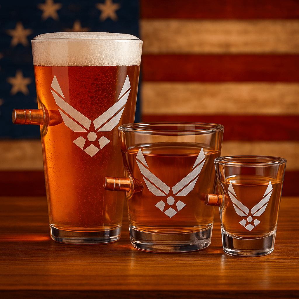 Unique Personalized US Military Bar Glasses Customized Handmade Glass Gifts for Men by Groovy Guy