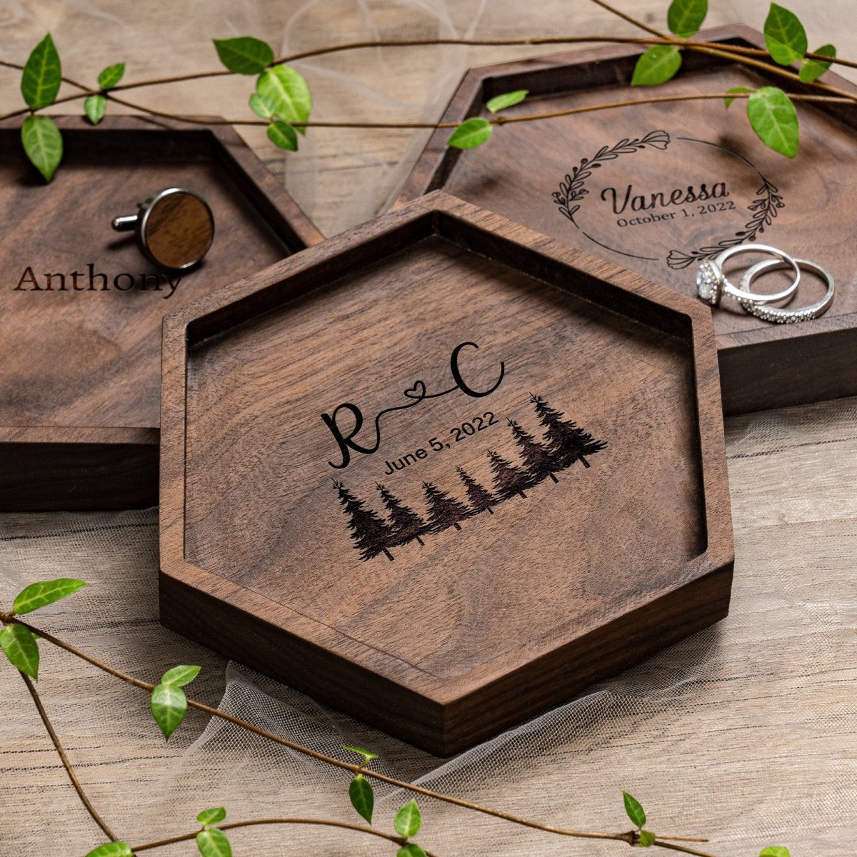 Unique Personalized Wooden Love Hexagon Valet Tray Customized Valet Tray Gifts for Men by Groovy Guy