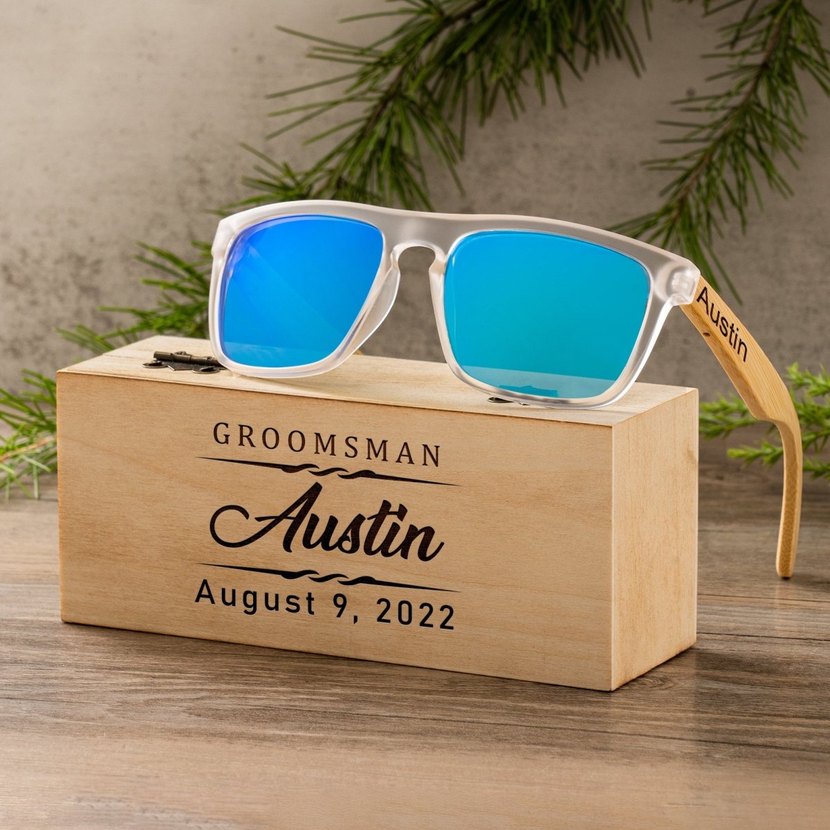 Unique Personalized Forest Wayfarers Customized Sunglasses Gifts for Men by Groovy Guy