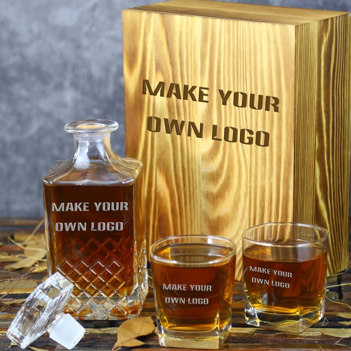 Unique Personalized Corporate Crest Crystal Set Customized Decanter Gifts for Men by Groovy Guy