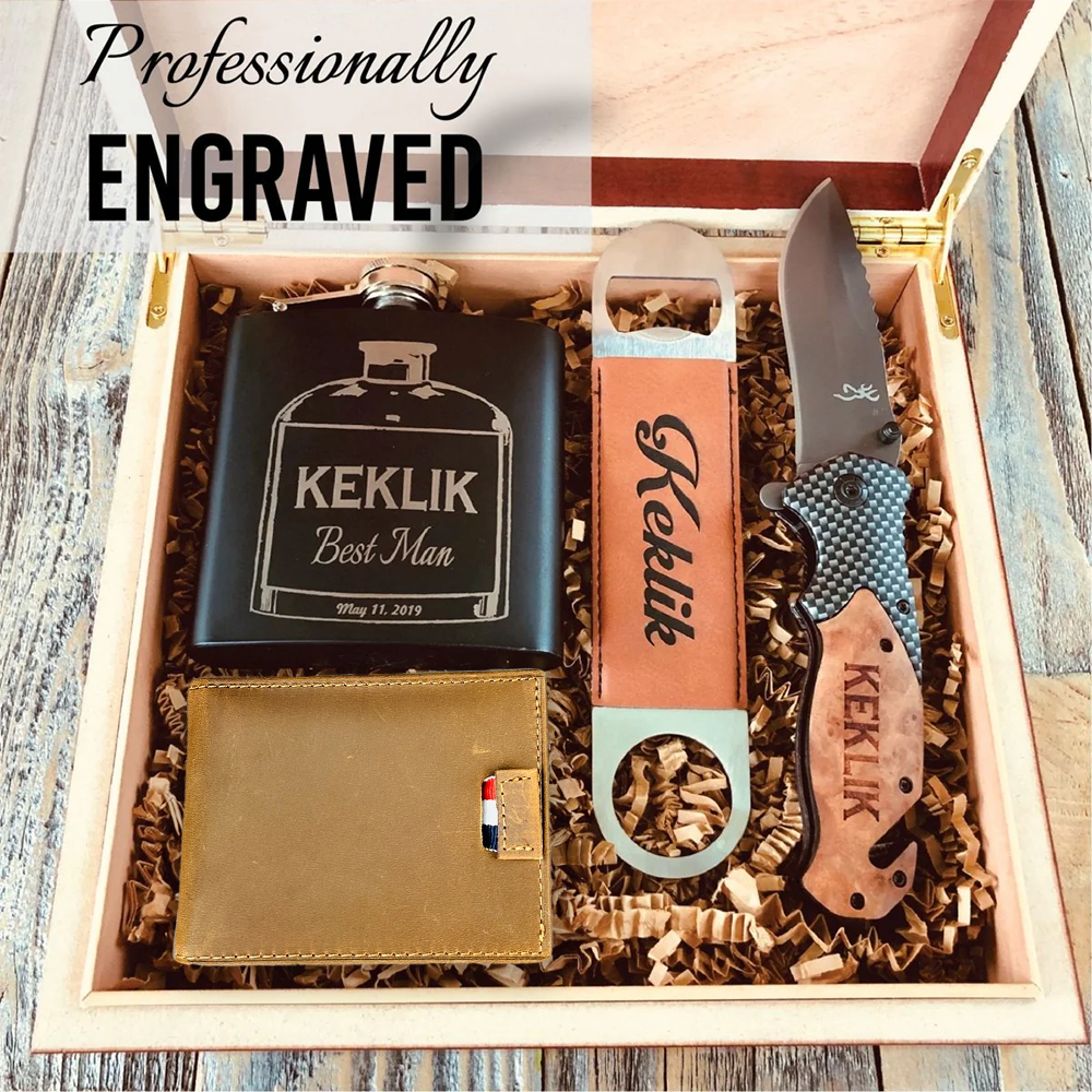 Ultimate Groomsmen Gift Box Set Custom Engraved Wood Box