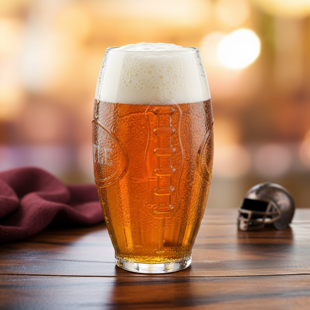 Gridiron Personalized Football Glass — Detail Shot