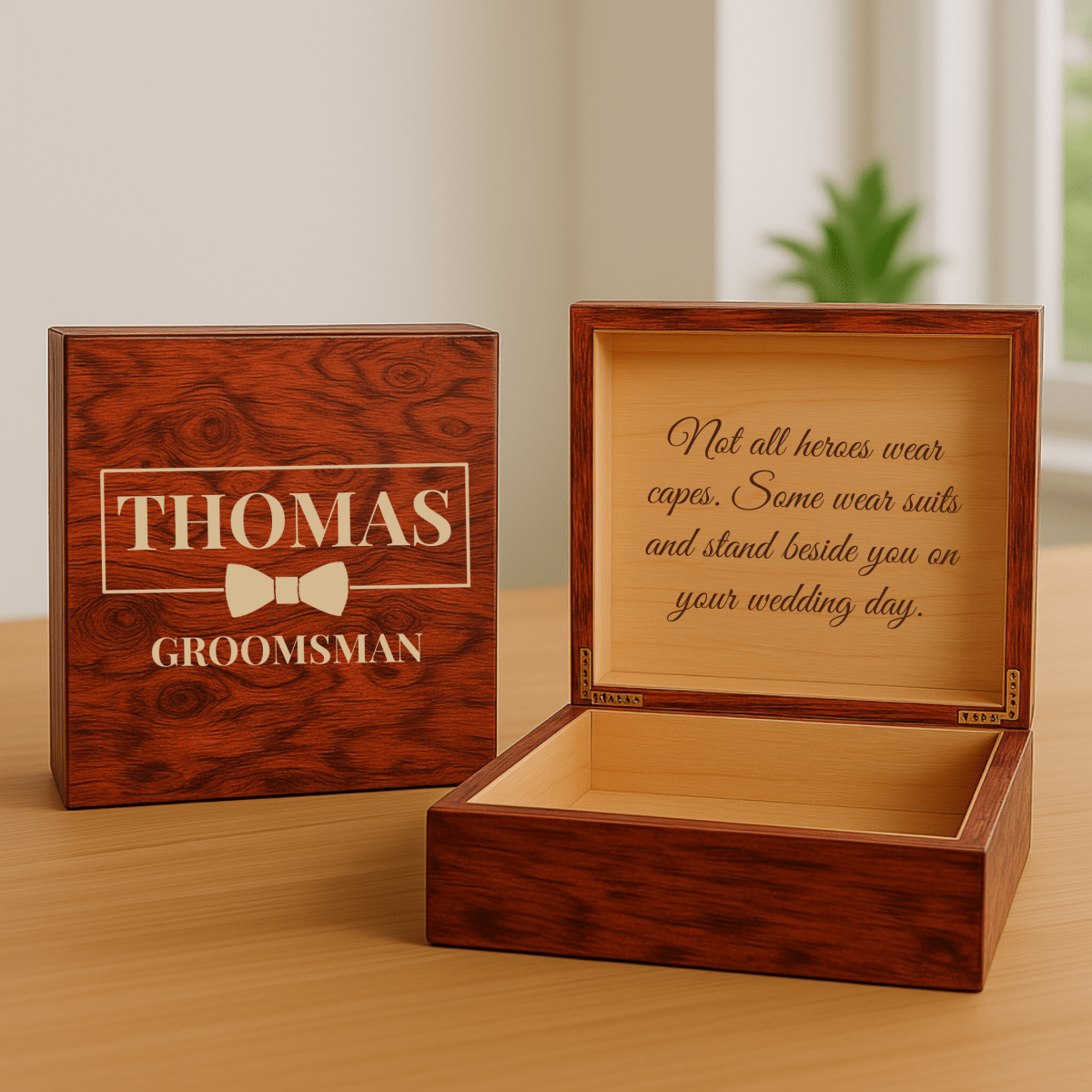 Unique Personalized Classic Groomsman Keepsake Box Customized Gifts for Men by Groovy Guy
