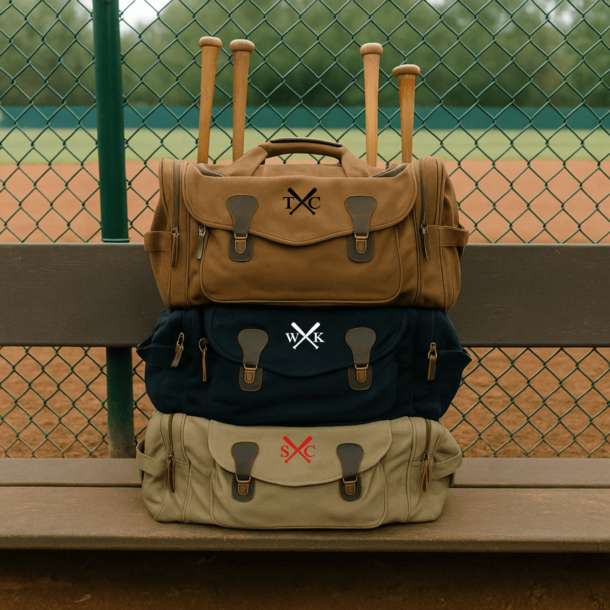 Senior baseball player canvas duffle