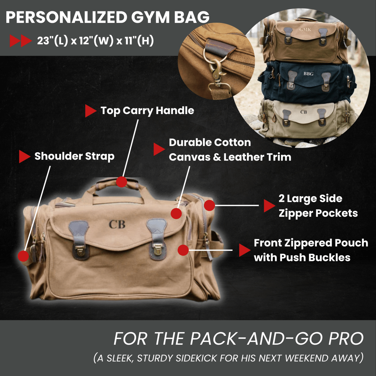 Unique Personalized Personalized Gym Duffle Bag Customized Duffel Bags Gifts for Men by Groovy Guy