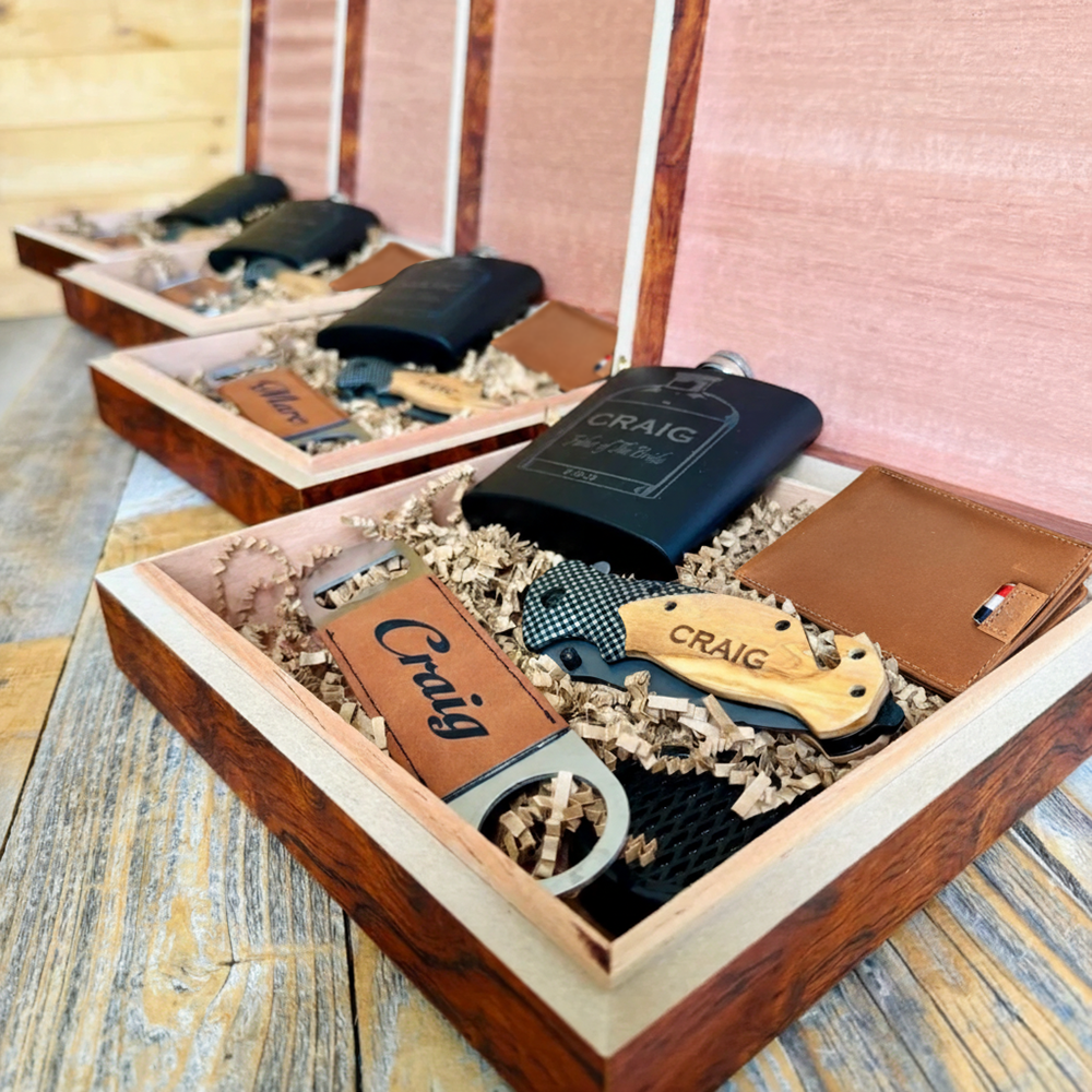 Ultimate Groomsmen Gift Box Set Custom Engraved Wood Box