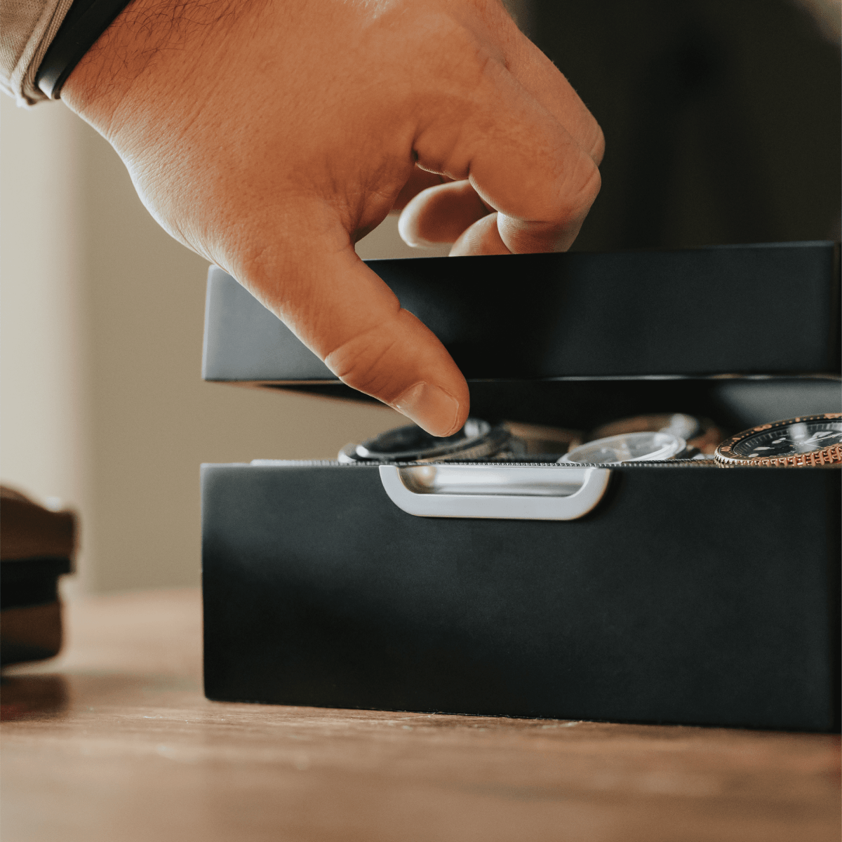 Unique Personalized Modern 2x3 Watch Box - 6 Slot Customized watch box Gifts for Men by Groovy Guy