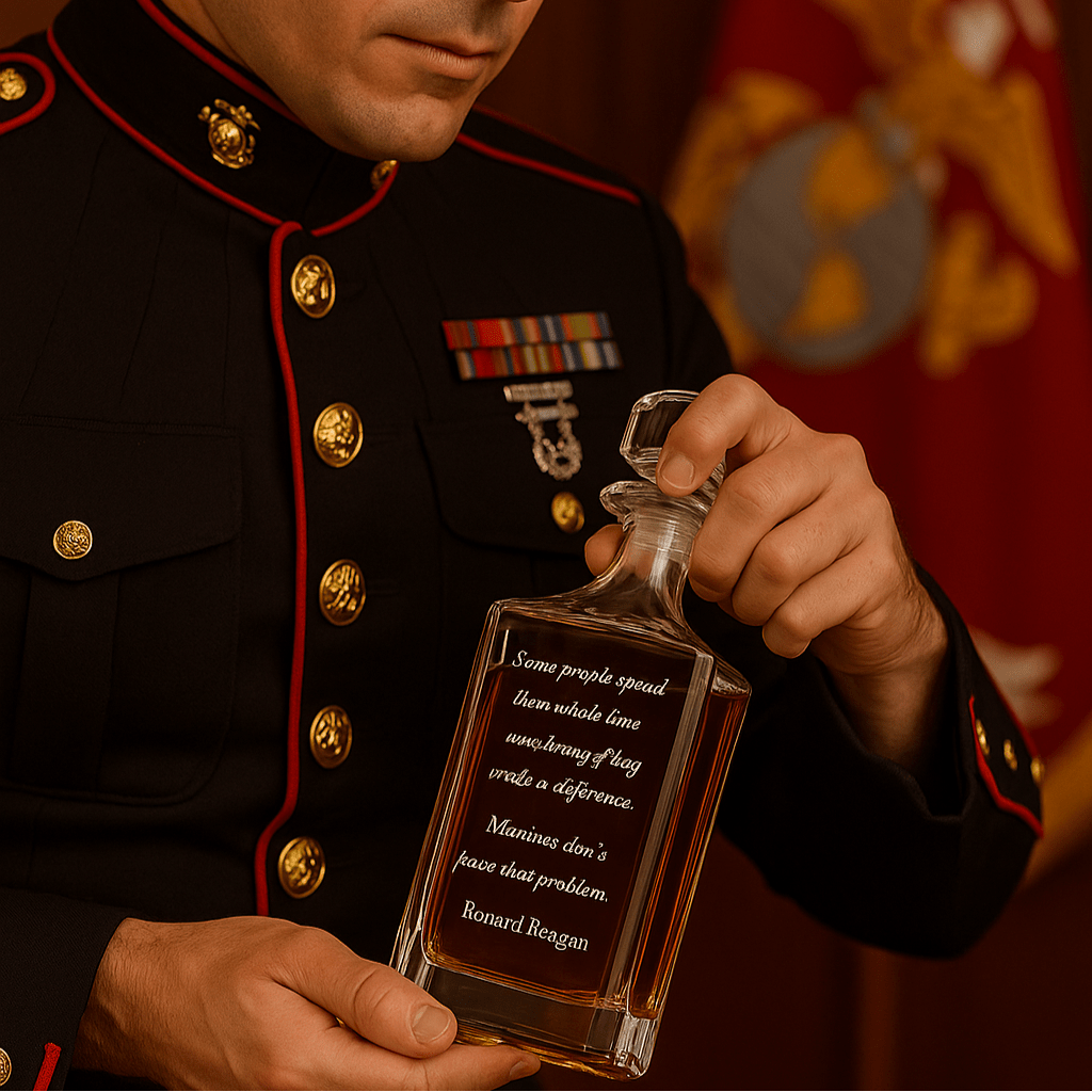 Unique Personalized Marine Retirement Decanter Customized Retirement Gifts for Men by Groovy Guy