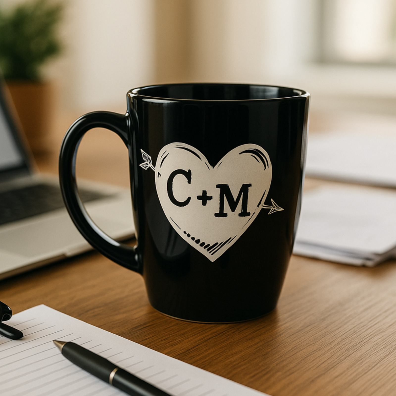 Anniversary Gift Coffee Mug with Couple Initials and Heart