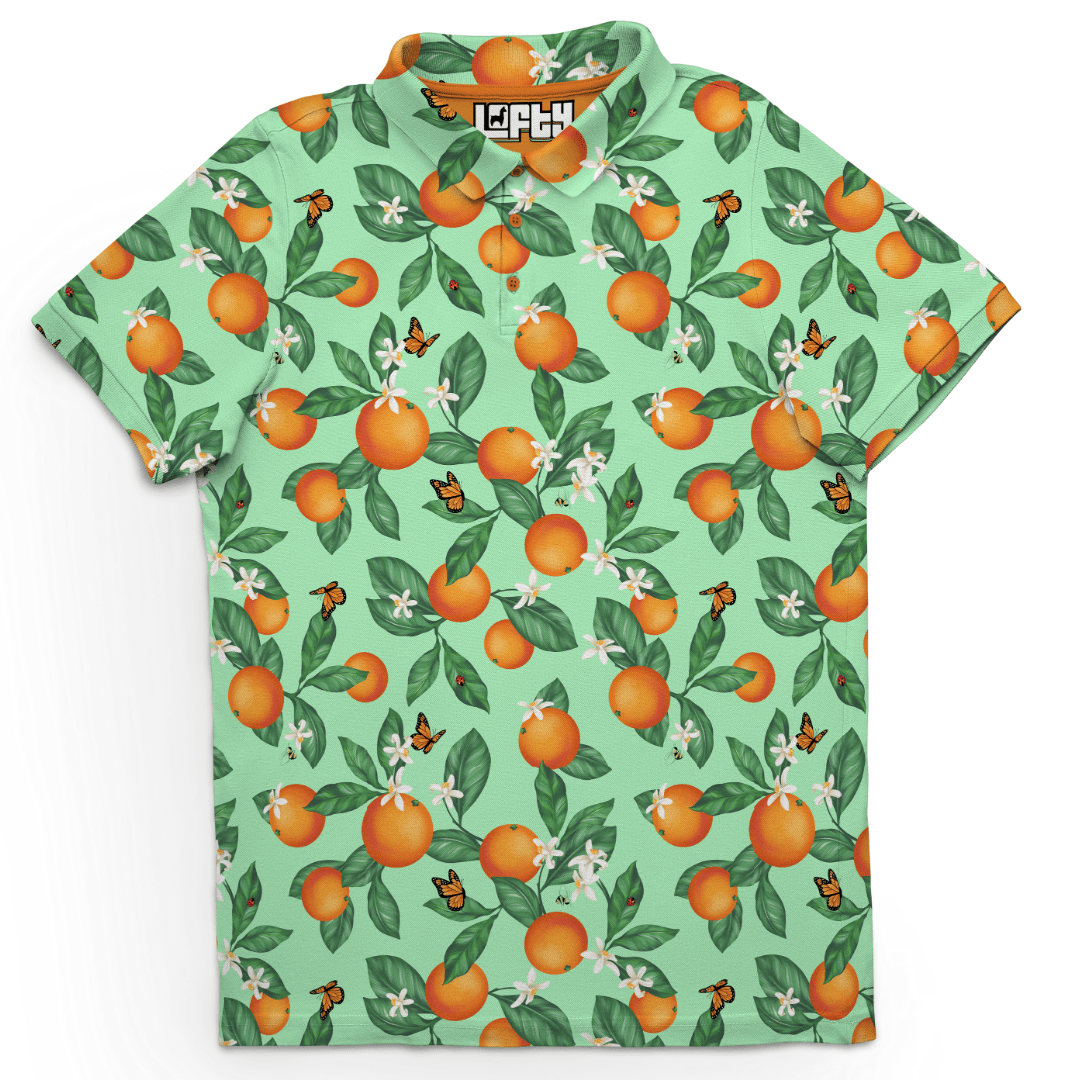 Unique Personalized Awesome Blossom | Orange Blossom Pattern Golf Polo Customized Men's Golf Polo Gifts for Men by Groovy Guy