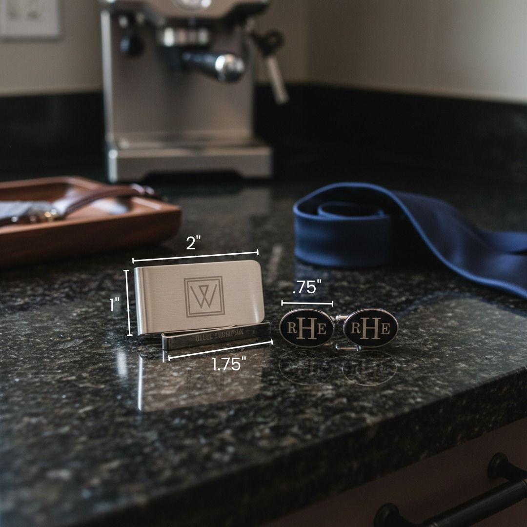 Personalized Cufflink & Tie Clip Set
