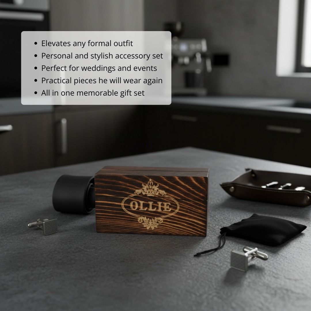 Personalized Cufflink & Tie Clip Set
