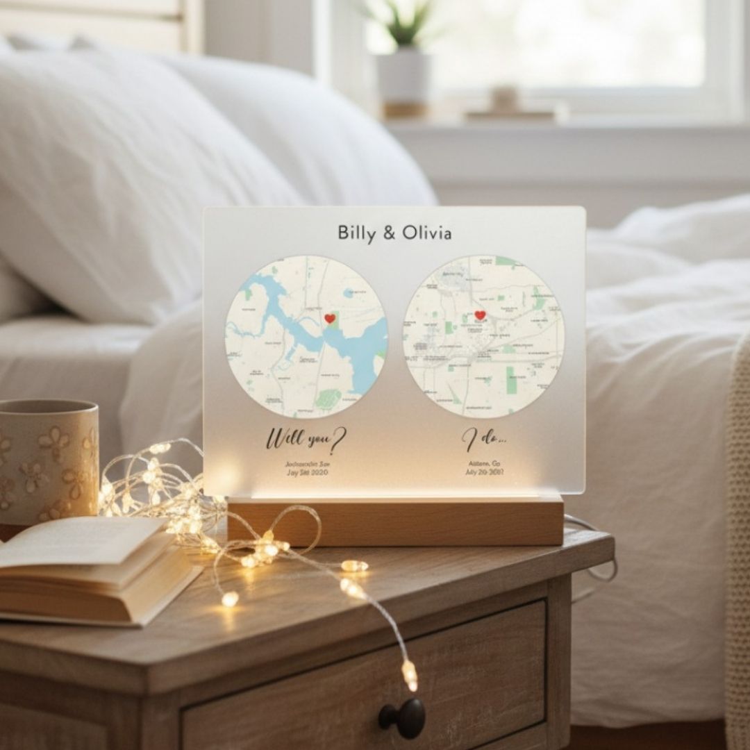 Romantic "First Date to I Do" Plaque