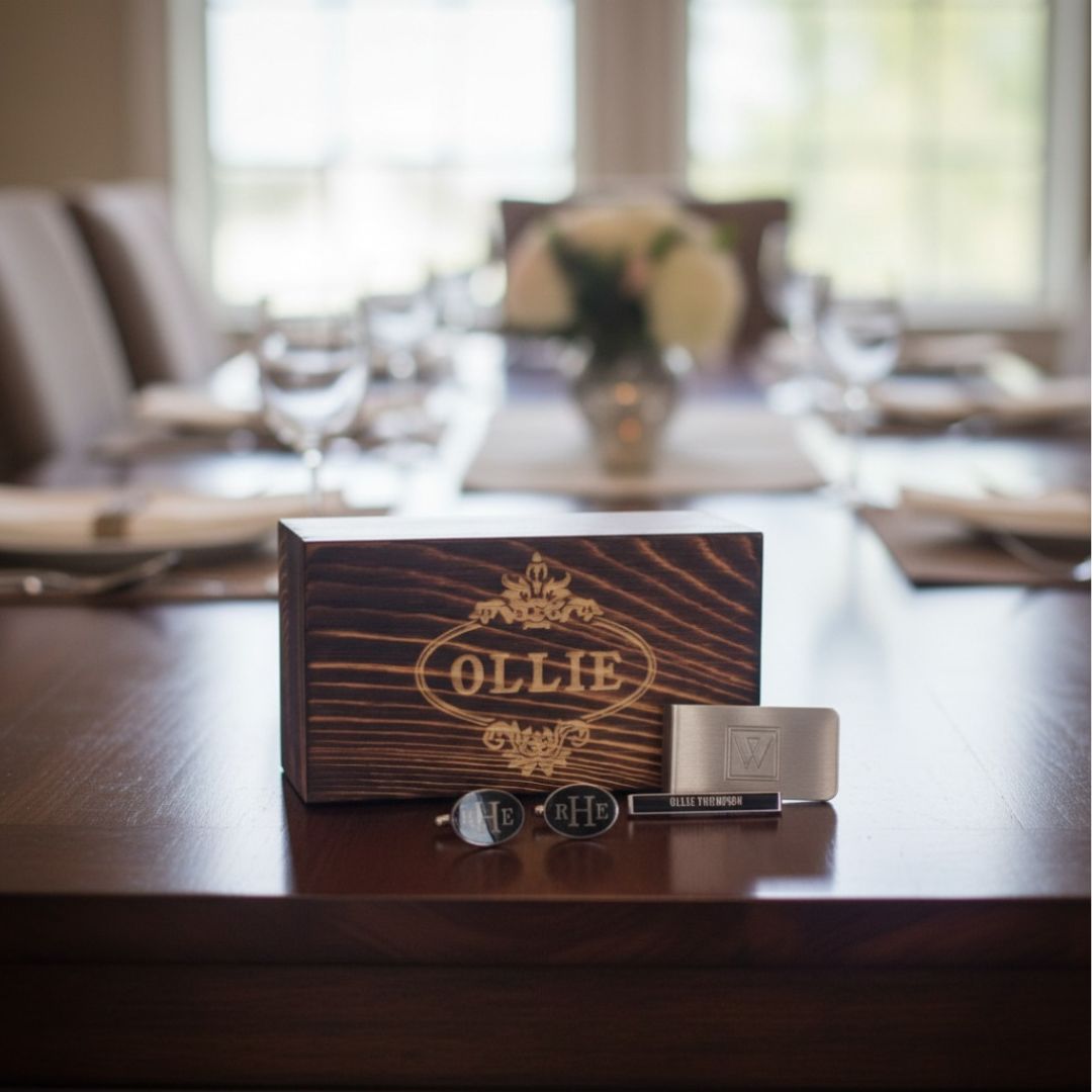 Personalized Cufflink & Tie Clip Set