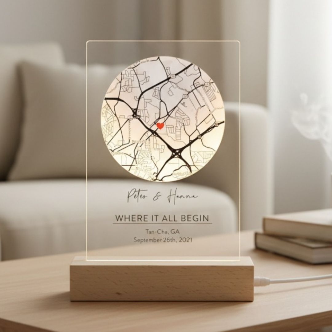 Personalized 'Where We Met' Map Romantic Plaque