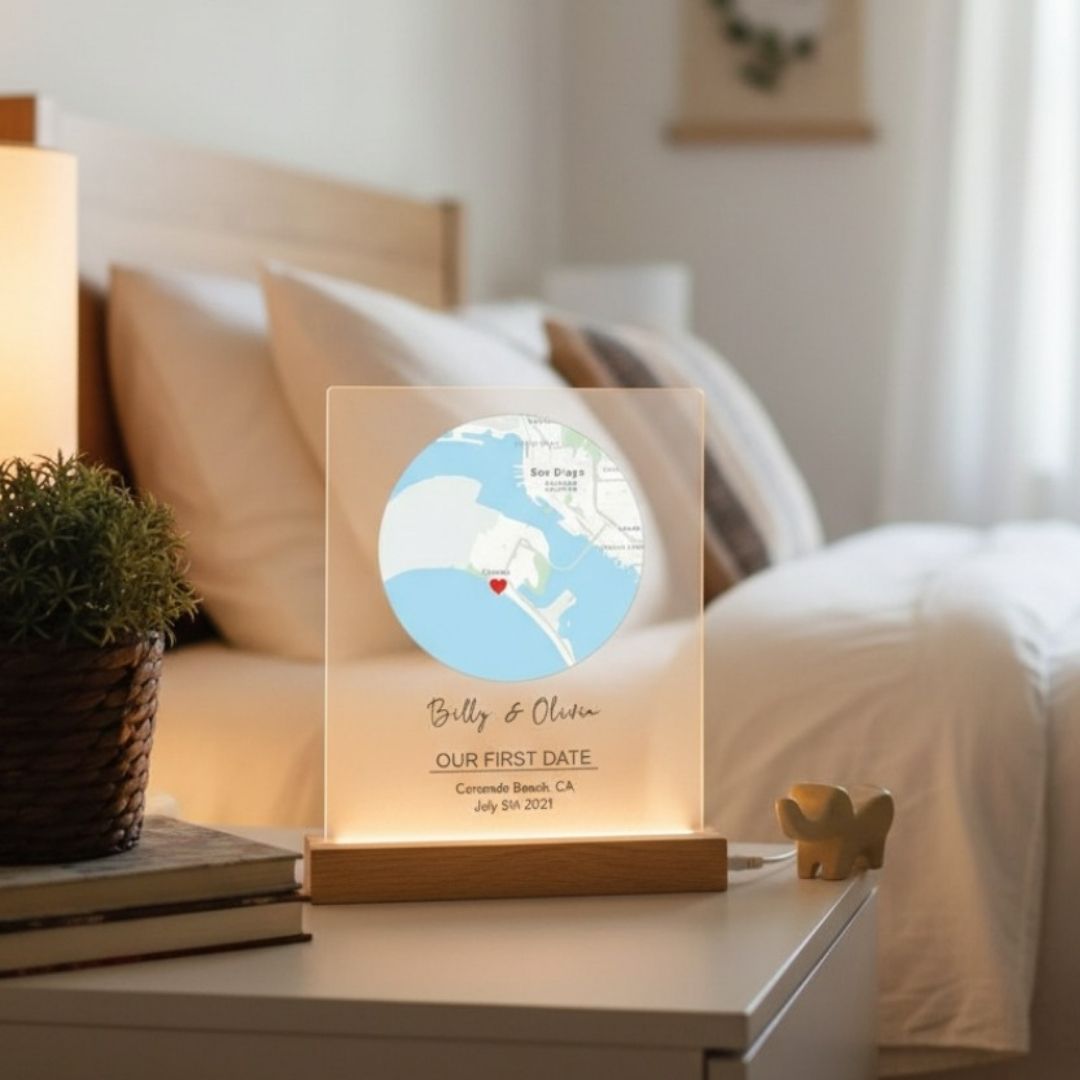 Personalized 'Where We Met' Map Romantic Plaque