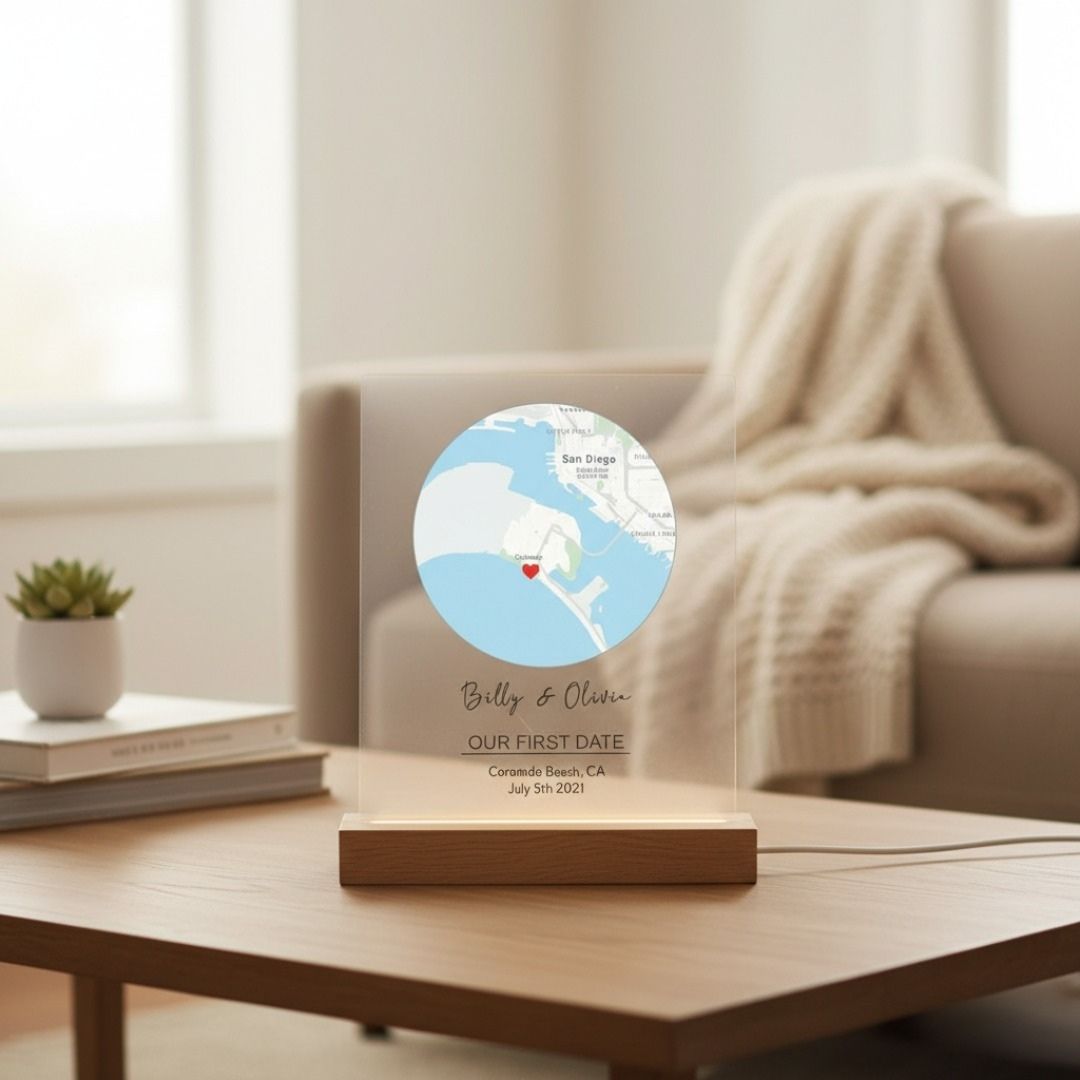 Personalized 'Where We Met' Map Romantic Plaque