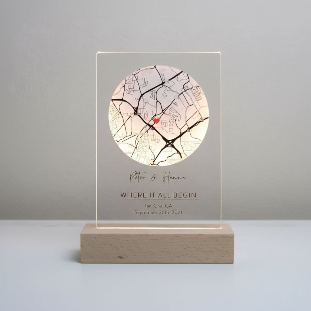 Personalized 'Where We Met' Map Romantic Plaque