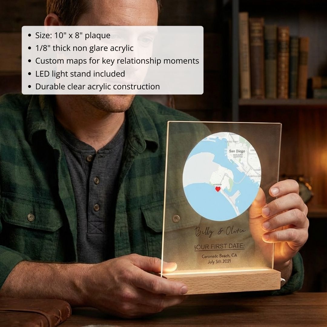 Personalized 'Where We Met' Map Romantic Plaque