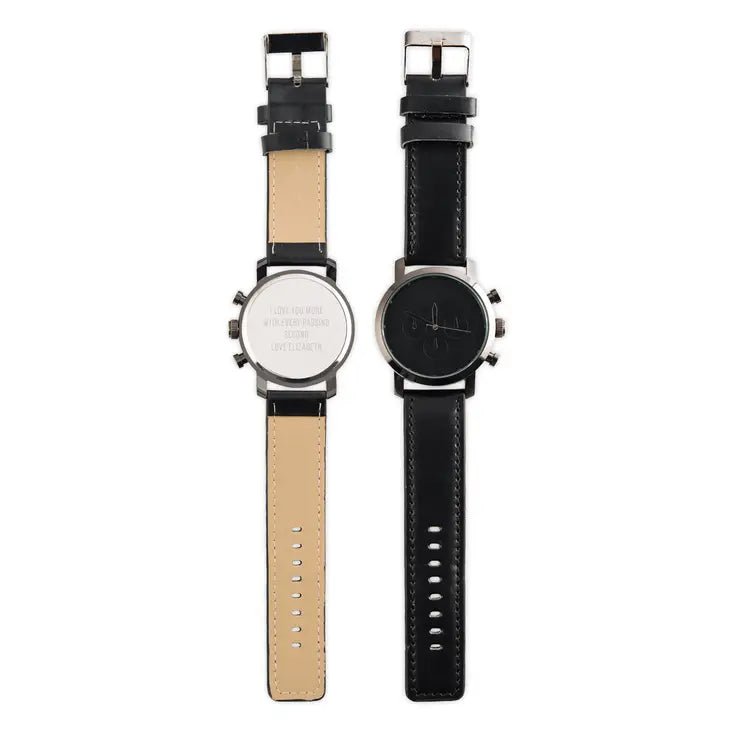 Unique Personalized Personalized Men's Black Wristwatch Customized Watches Gifts for Men by Groovy Guy