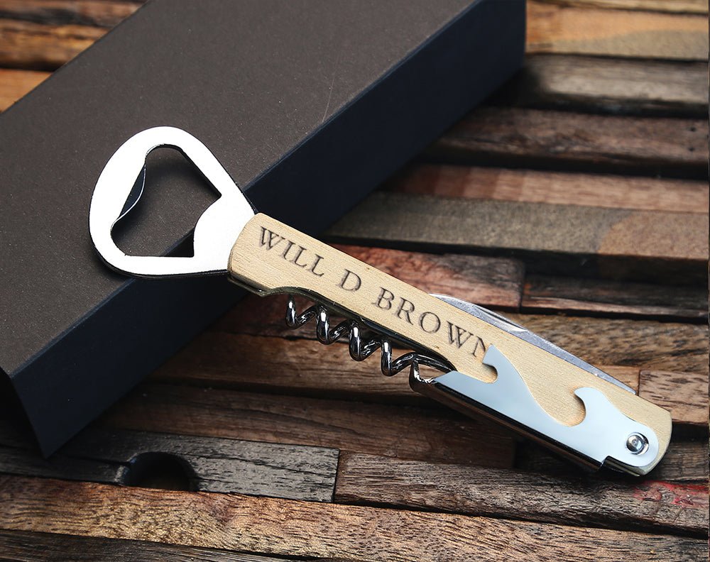 Unique Personalized Custom Logo Bar Blade Customized Bottle Openers Gifts for Men by Groovy Guy