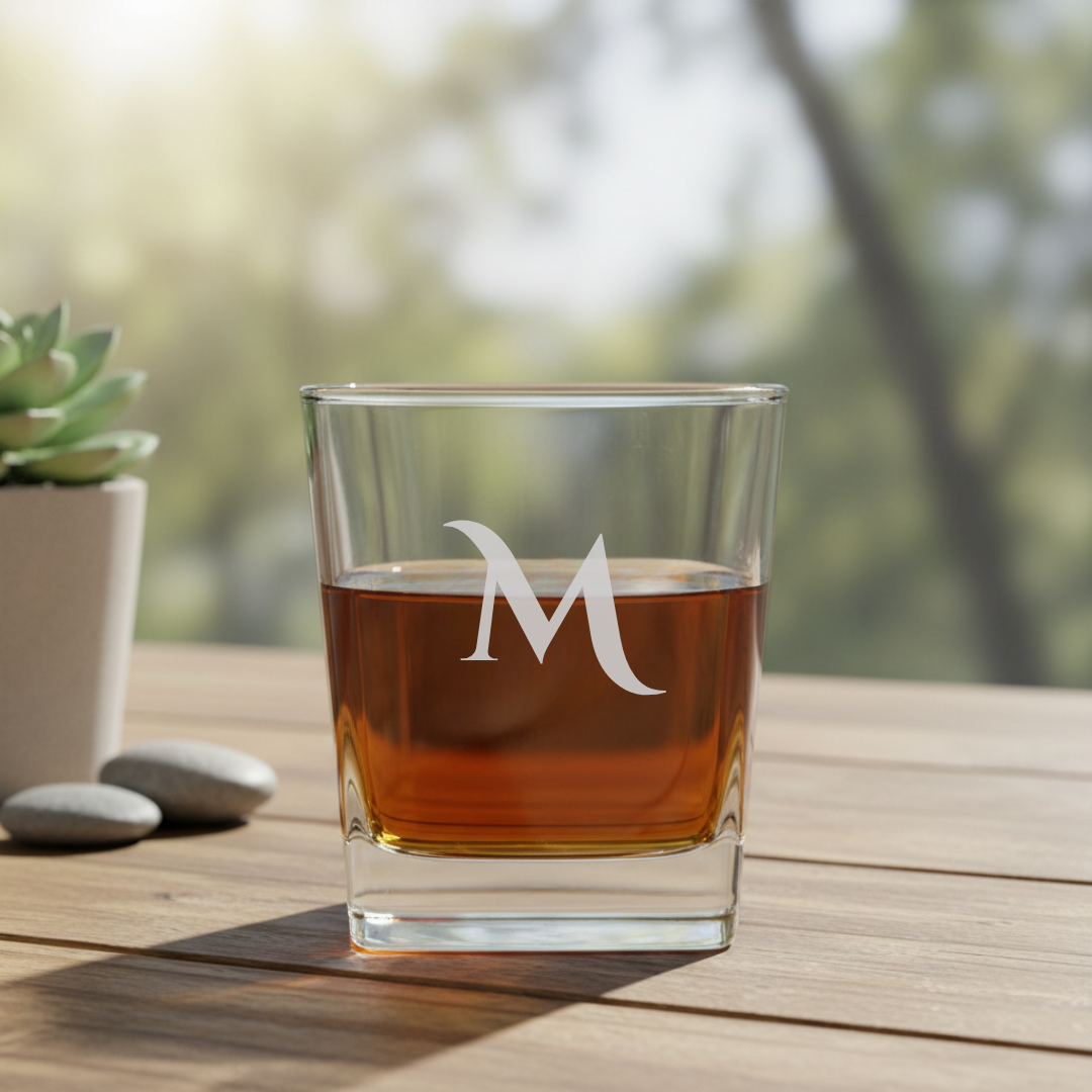 Initial Whiskey Glass