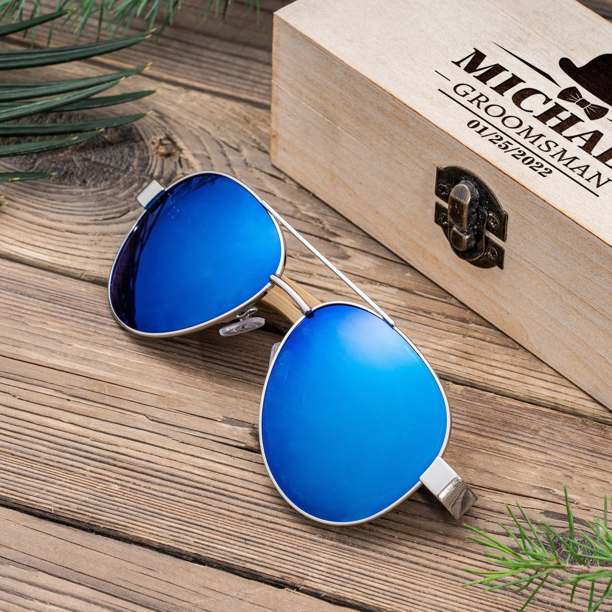 Unique Personalized UV Aviators Customized Sunglasses Gifts for Men by Groovy Guy