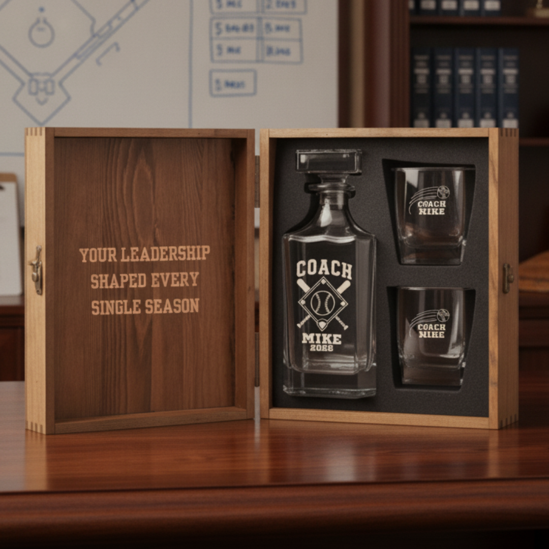 The Field of Dreams Baseball Coach Decanter Set