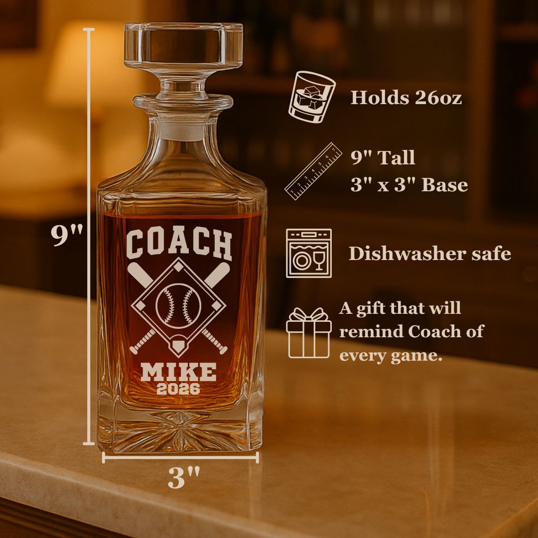 The Field of Dreams Baseball Coach Decanter Set