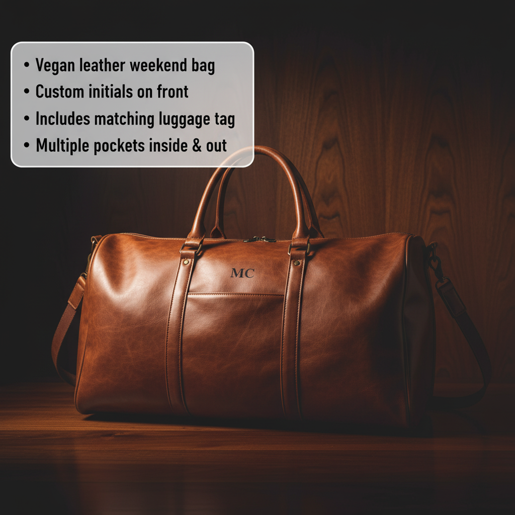 Personalized Vegan Leather Duffle Bag