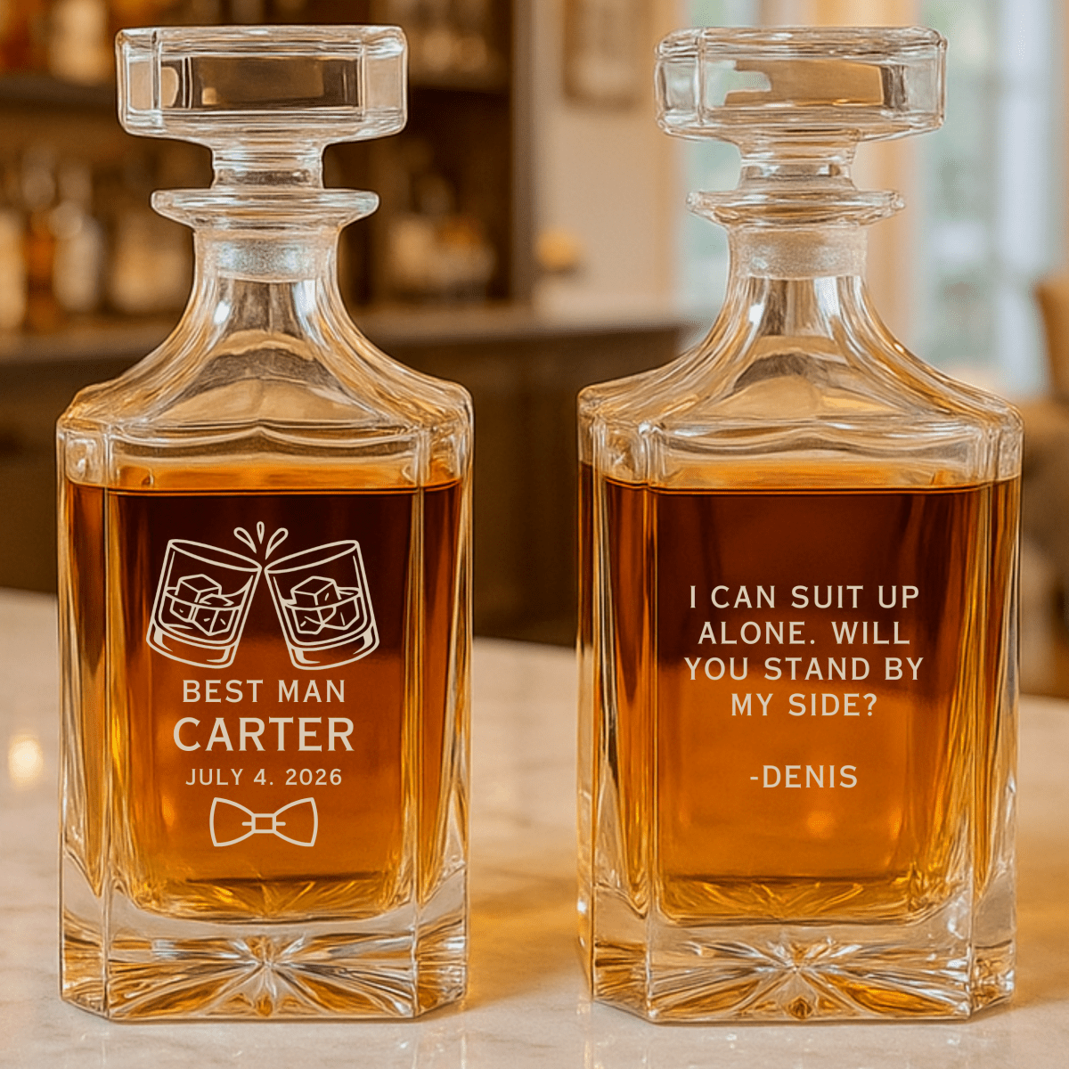 Unique Personalized Groomsmen Proposal Decanter Customized Groomsman Gifts Gifts for Men by Groovy Guy