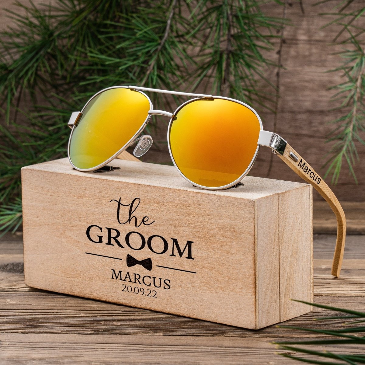 Unique Personalized UV Aviators Customized Sunglasses Gifts for Men by Groovy Guy