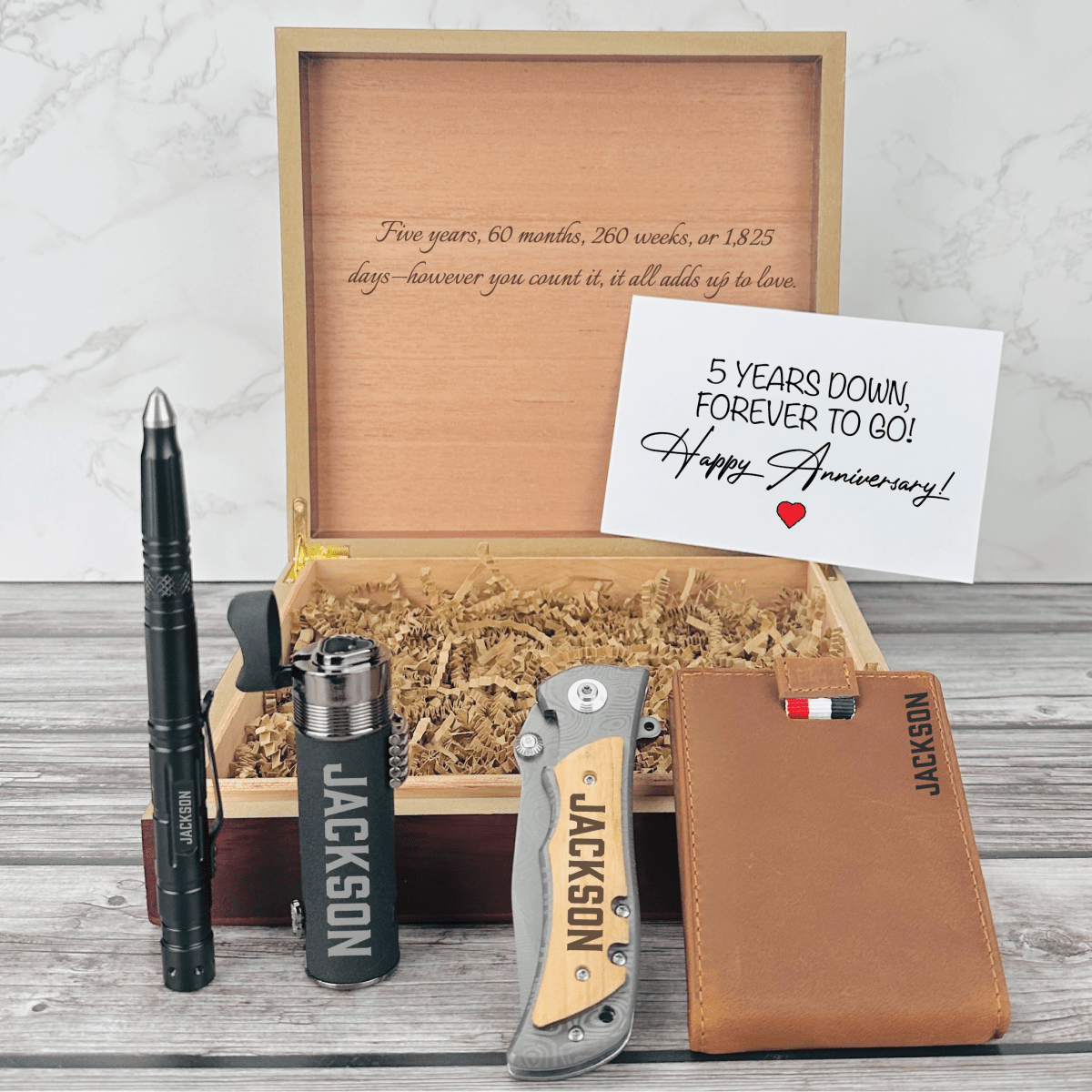 Unique Personalized Five - Year Milestone Memory Box Customized Anniversary Gifts for Men by Groovy Guy