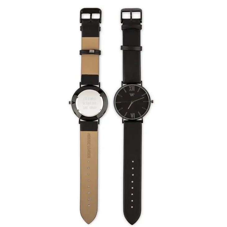 Unique Personalized Black Leather Time Piece Customized Watches Gifts for Men by Groovy Guy