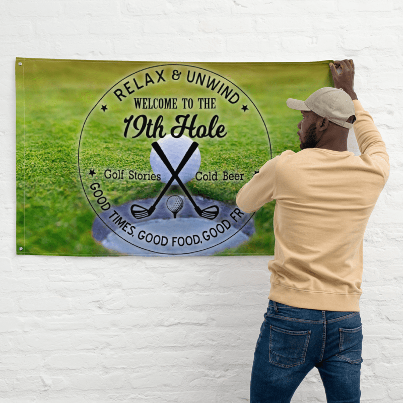 Unique Personalized 19th Hole Flag Customized Golf Gifts for Men by Groovy Guy