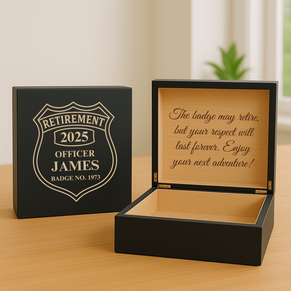 Unique Personalized Police Retirement Keepsake Box Customized Gifts for Men by Groovy Guy
