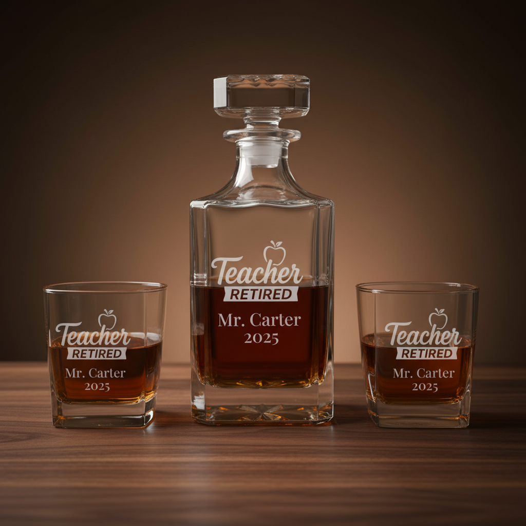 Final Bell Teacher Retirement Decanter Set — Lead Image