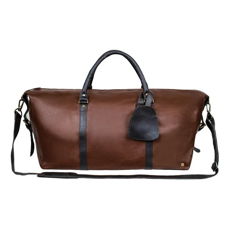 Unique Personalized Two - Tone Leather Duffle Customized Duffel Bags Gifts for Men by Groovy Guy