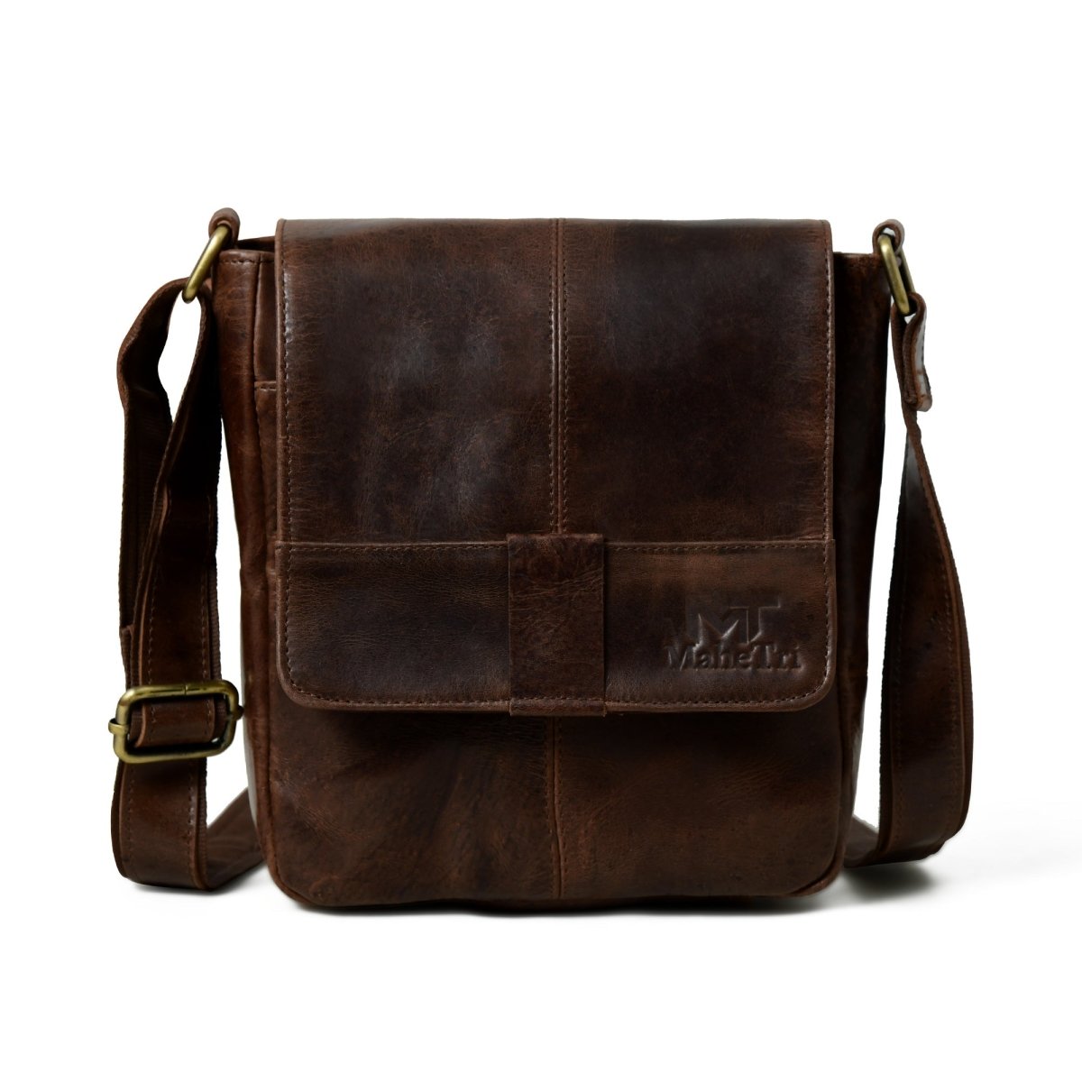 Unique Personalized Brown Leather Crossbody Bag Customized Gifts for Men by Groovy Guy
