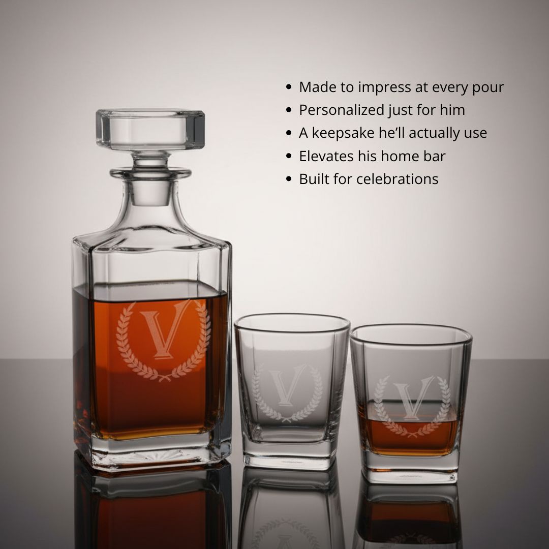 Premium Personalized Whiskey Decanter Set