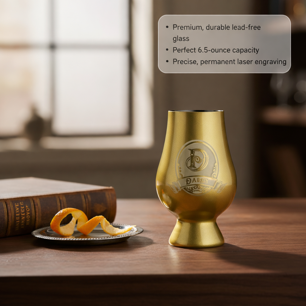 Etched Gold Glencairn Whiskey Glass